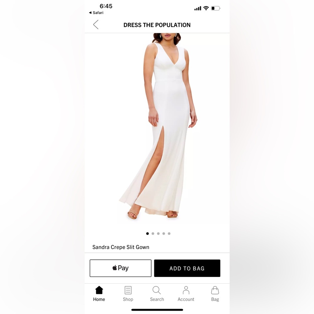 Dress the population Sandra crepe slit gown size S